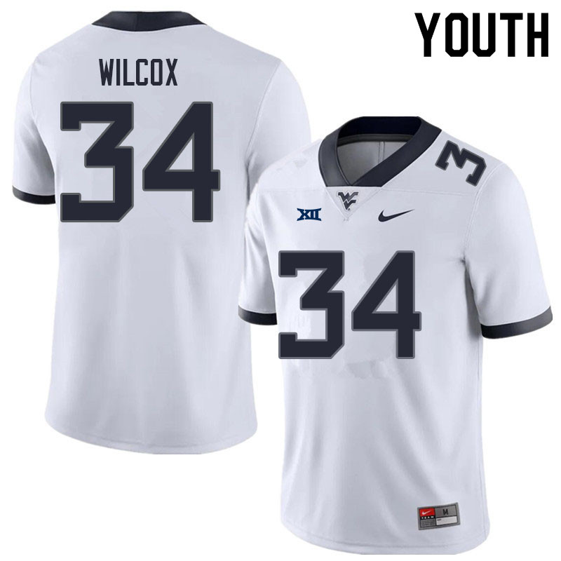 Youth #34 Avery Wilcox West Virginia Mountaineers College Football Jerseys Sale-White